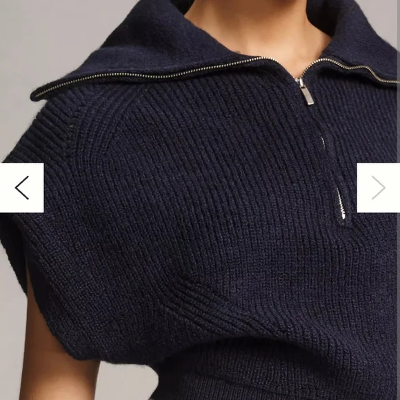 NWT ANTRHOPOLOGIE | Maeve Quarter-Zip Sweater Tee - Picture 3 of 4